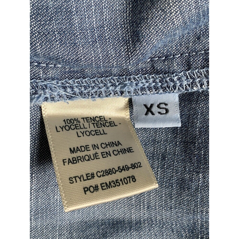Cloth & Stone Blue Chambray Long Sleeve V-Neck Henley Pullover Shirt Top XS - Picture 5 of 5